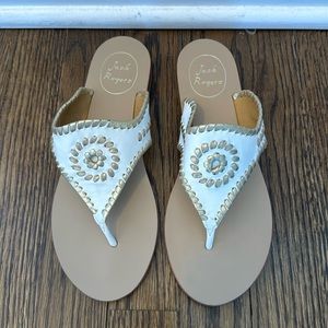 Jack Rogers White and Gold Sandals